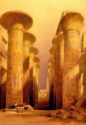 Ancient columns near the entrance to temple